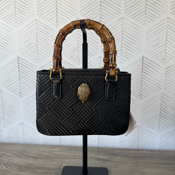 Kurt Geiger Black Quilted Mini Kensington Crossbody Bag with Bamboo Handles - Picture 1 of 10